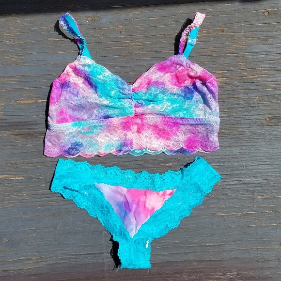 PINK Victoria's Secret Other - *SOLD* Tie Dye Floral Lace Bralette & Panty Set